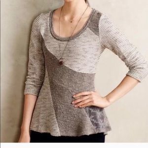 🍃🧡 Anthropologies Angel of the North sweater Sz L.  Multi fabric patchwork.